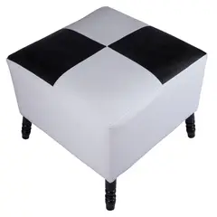 GENERICO - Pouf Alejandro Blanco Negro 54x54x44 cm Máxima Design