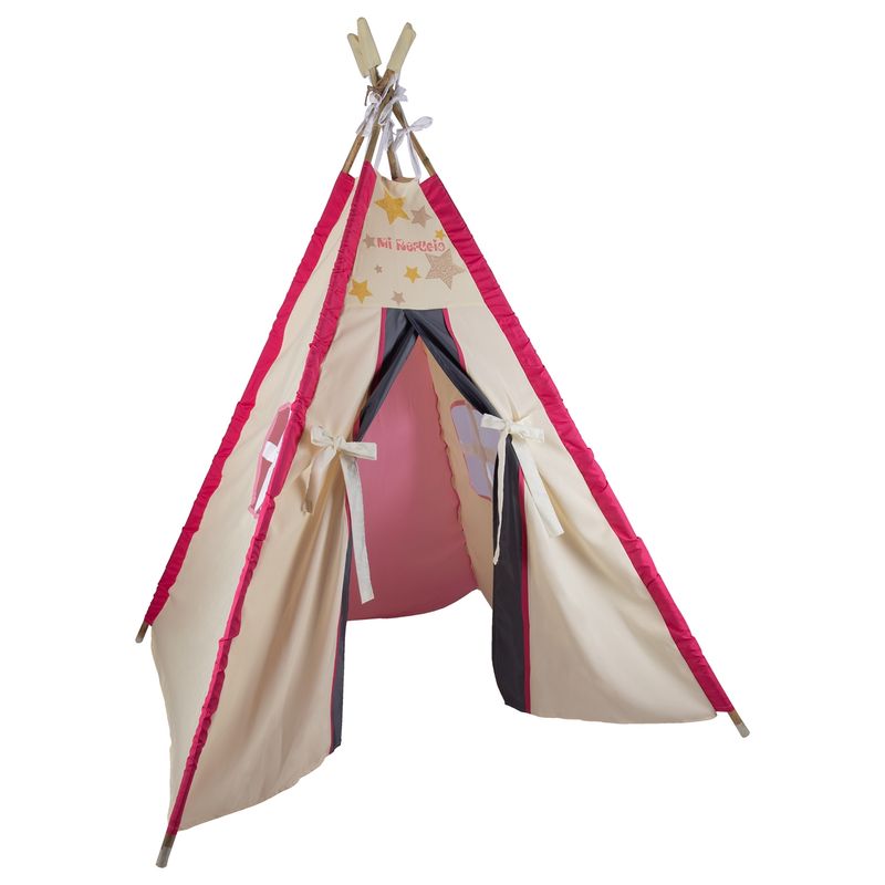 GENERICO - Carpa Tipi Refugio Blanca Fucsia 120x170x180 Cm Máxima Design
