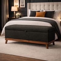 Banqueta Incy con Baúl Grafito Omega 120x50x40 cm Máxima Design