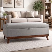 Banqueta Incy con Baúl Gris Felpa 120x50x40 cm Máxima Design