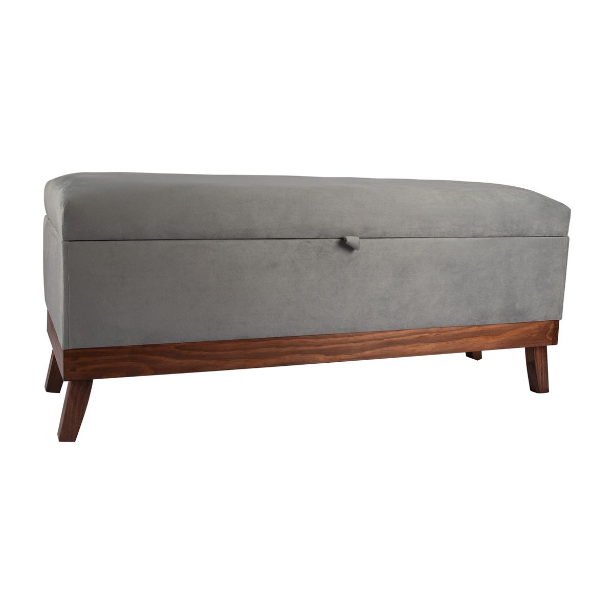 GENERICO - Banqueta Incy con Baúl Gris Felpa 120x50x40 cm Máxima Design