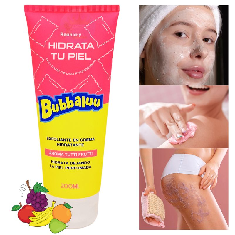 GENERICO - Crema Exfoliante Hidratante Facial Cuerpo Aroma Tutti Frutti Bubbaluu