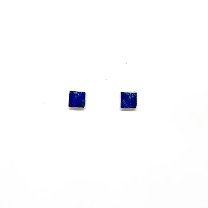 ANDREA COGGIOLA JOYAS - Aros Cuadrados Lapislázuli Plata Fina 925