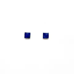 ANDREA COGGIOLA JOYAS - Aros Cuadrados Lapislázuli Plata Fina 925