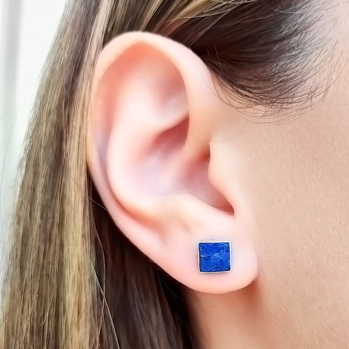 COGGIOLA - Aros Cuadrados Lapislázuli Plata Fina 925