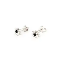 ANDREA COGGIOLA JOYAS - Aros Estrellas Circón Negro 7mm Plata Fina 925
