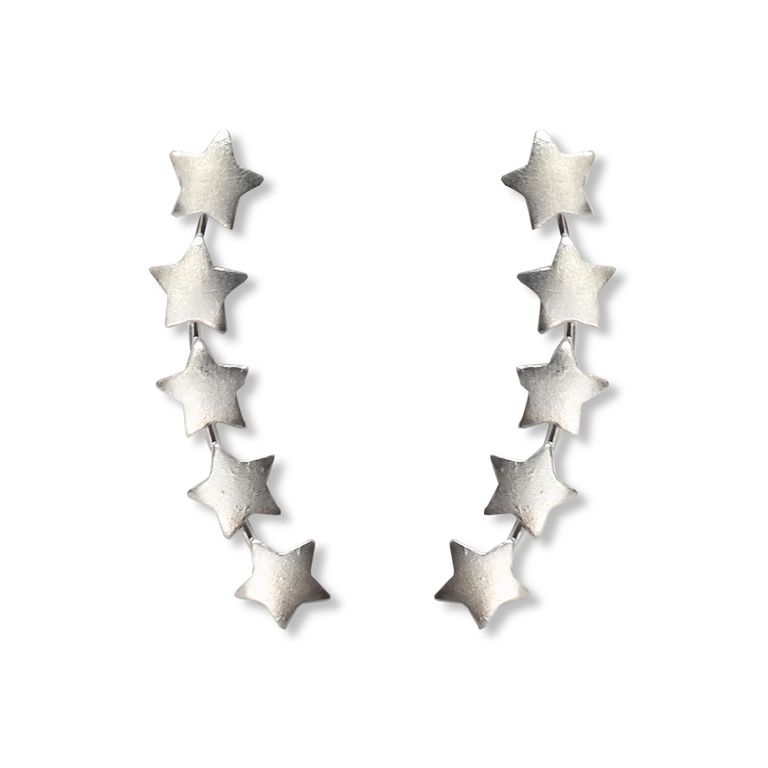 Aros Trepadores 5 Estrellas Plata Fina 925. Plateado TALLA UNICA