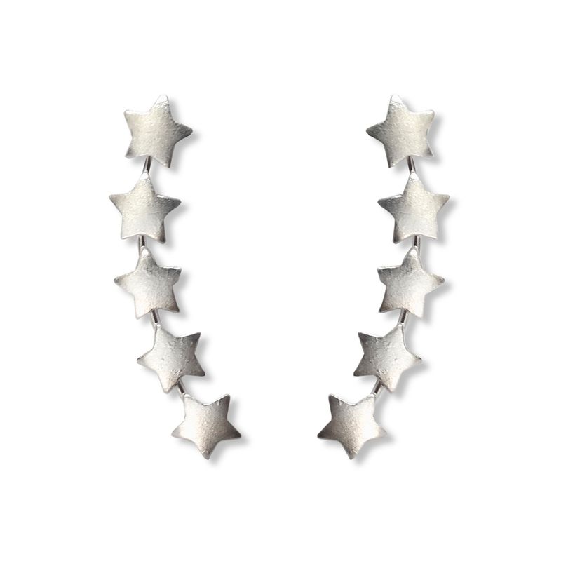 ANDREA COGGIOLA JOYAS - Aros Trepadores 5 Estrellas Plata Fina 925.