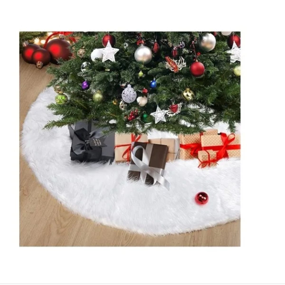 GENERICO - Faldón Pie De Árbol Navidad 90cm - Blanco Invierno