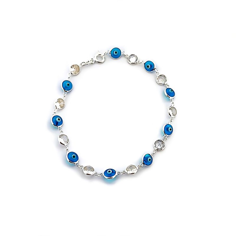 ANDREA COGGIOLA JOYAS - Pulseras Ojo Turco Circones Plata Fina 925.