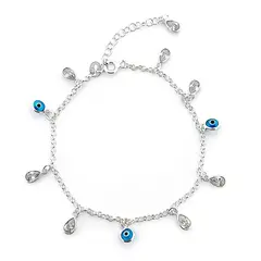ANDREA COGGIOLA JOYAS - Pulsera Ojo Turco y Gota Circón Plata Fina 925