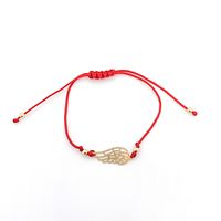 Pulsera Ala Enchapado Oro 18K Cordón Rojo