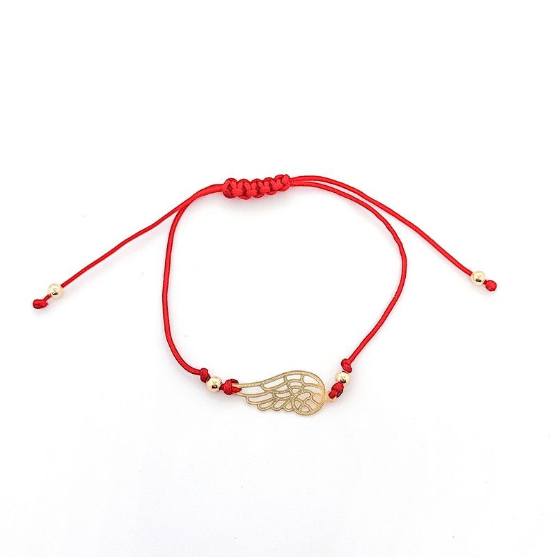 ANDREA COGGIOLA JOYAS - Pulsera Ala Enchapado Oro 18K Cordón Rojo