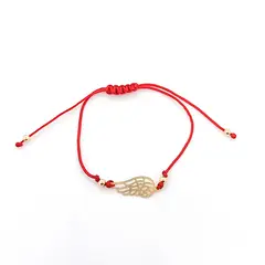 COGGIOLA - Pulsera Ala Enchapado Oro 18K Cordón Rojo