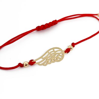 Imagen 2 del producto Pulsera Ala Enchapado Oro 18K Cordón Rojo