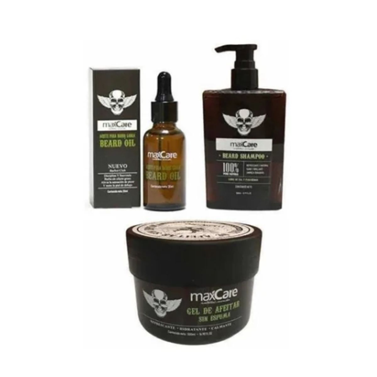MAXCARE - Shampoo De Barba + Gel De Afeitar +  Aceite De Barba