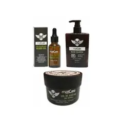 MAXCARE - Shampoo De Barba + Gel De Afeitar + Aceite De Barba