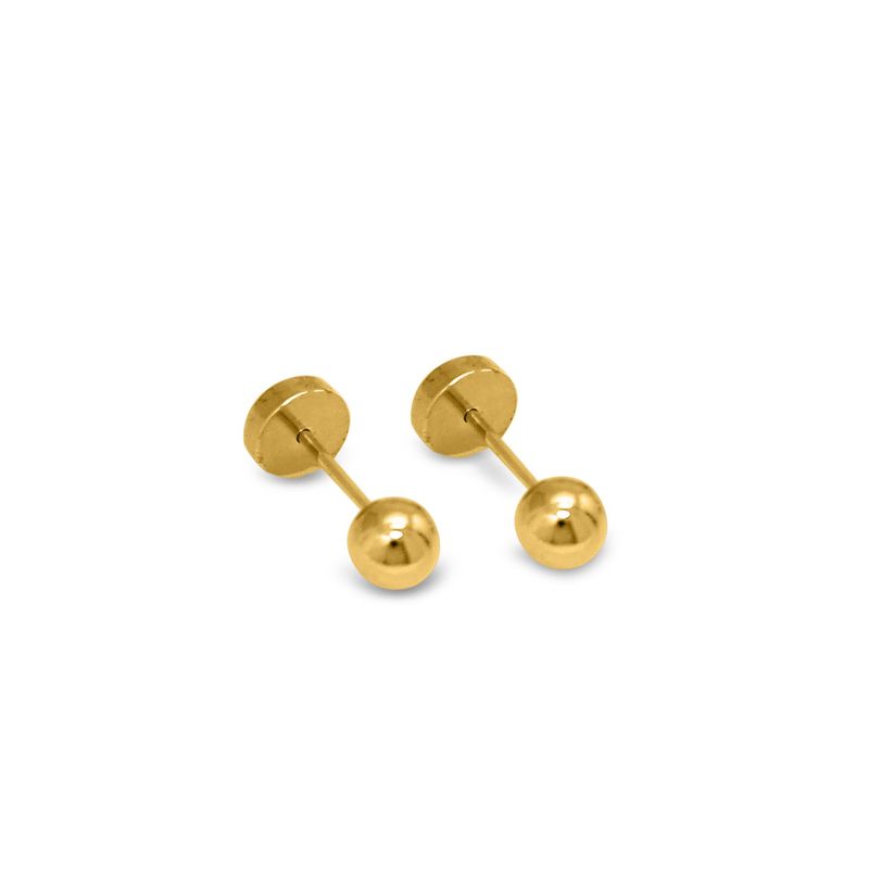 ANDREA COGGIOLA JOYAS - Aros Abridores Bola 4mm Laminado Oro 18K