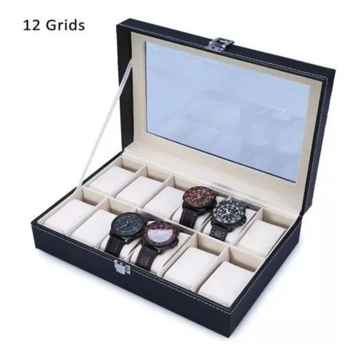 GENERICO - Organizador Estuche Caja para 12 Reloj Exhibidor de Elegantes joyas