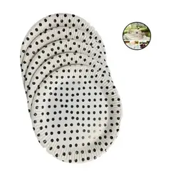 GENERICO - 10 Platos Cumpleaños blanco lunares negros Desechables 23cm