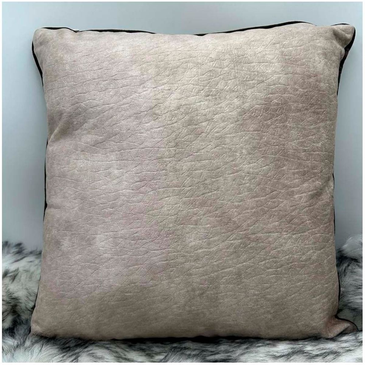 GENERICO - Fundas De Cojín Beige de Cuero sintetico pack de 02 unidades.