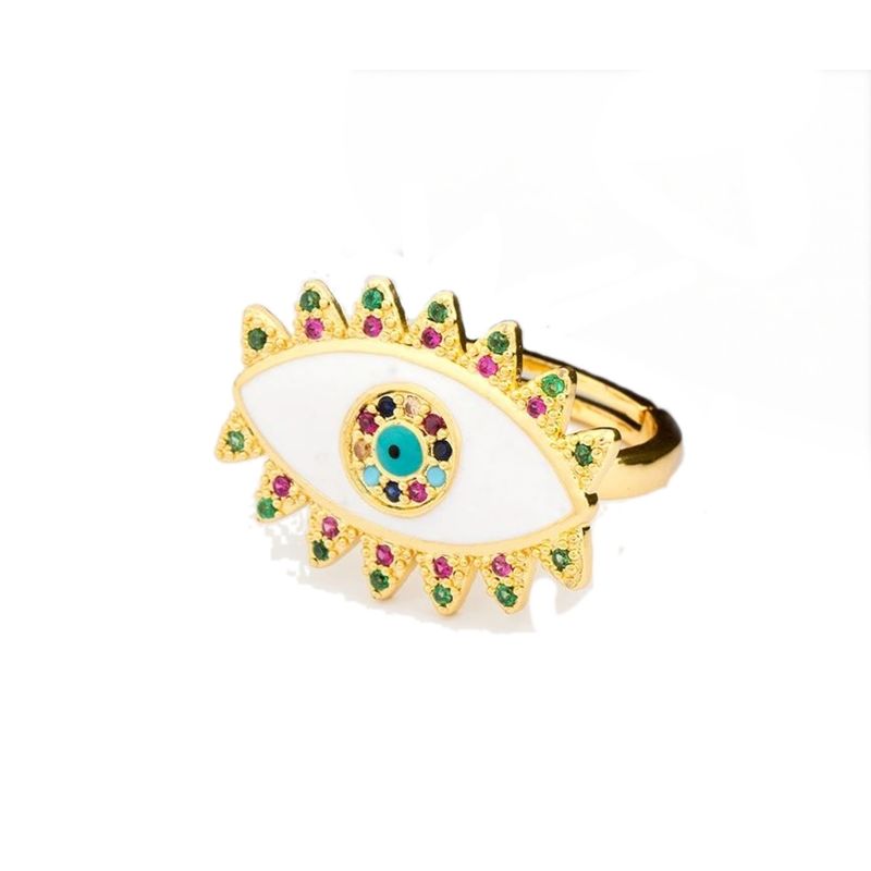 GENERICO - Anillo COLORFUL EYE Baño de Oro 18K