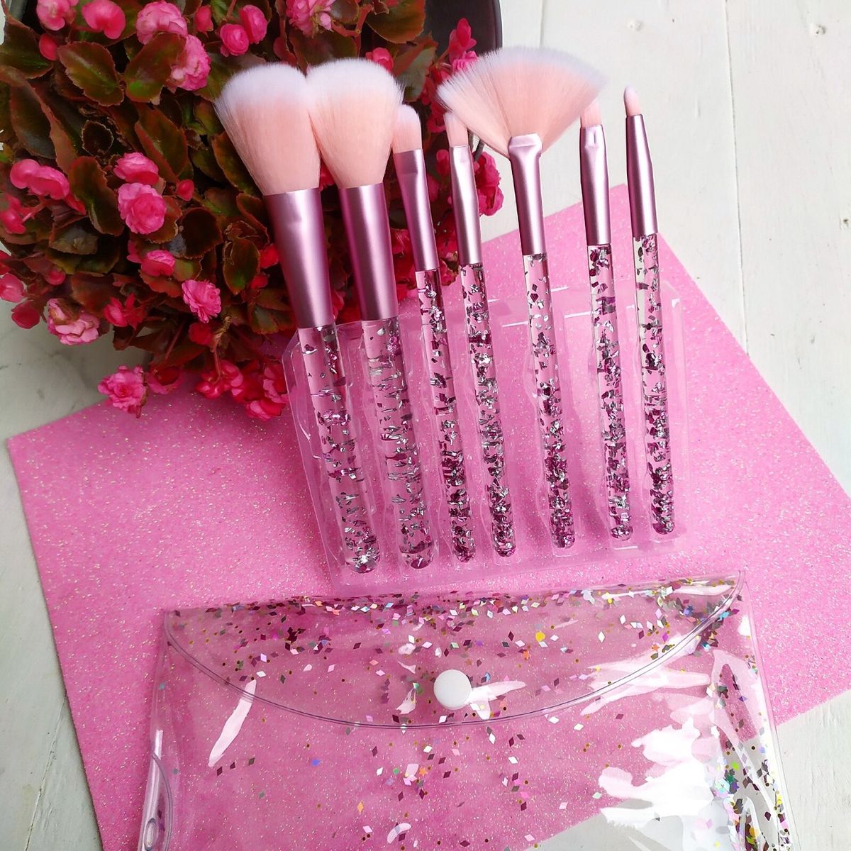 GENERICO - Set De 7 Brochas Para Maquillaje Con Glitter