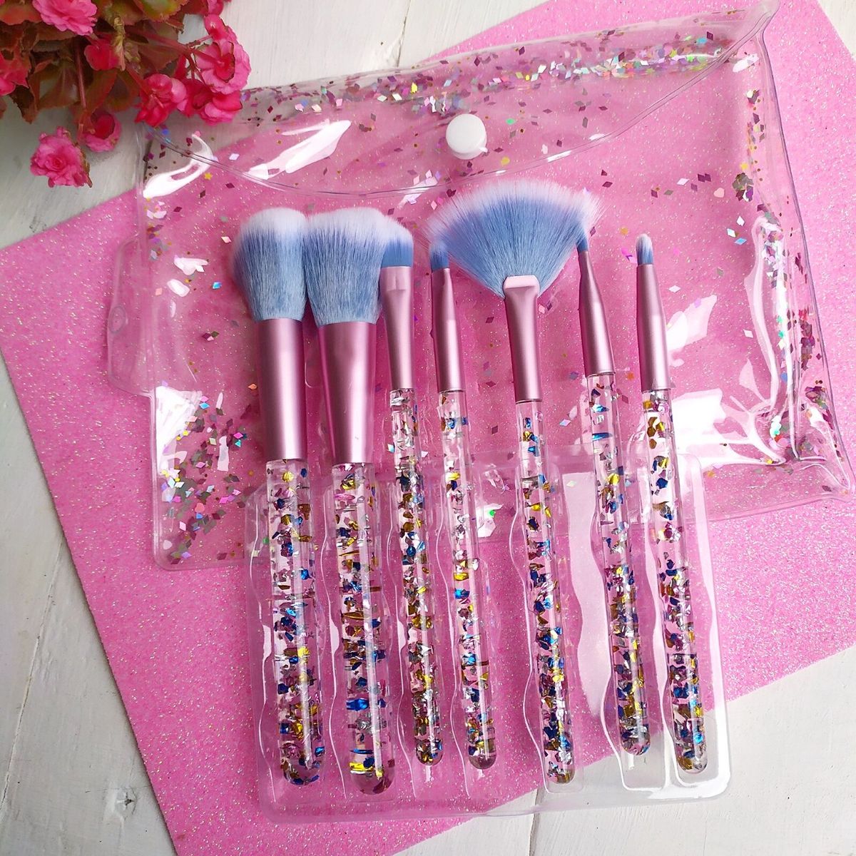 GENERICO - Set De 7 Brochas Para Maquillaje Con Glitter