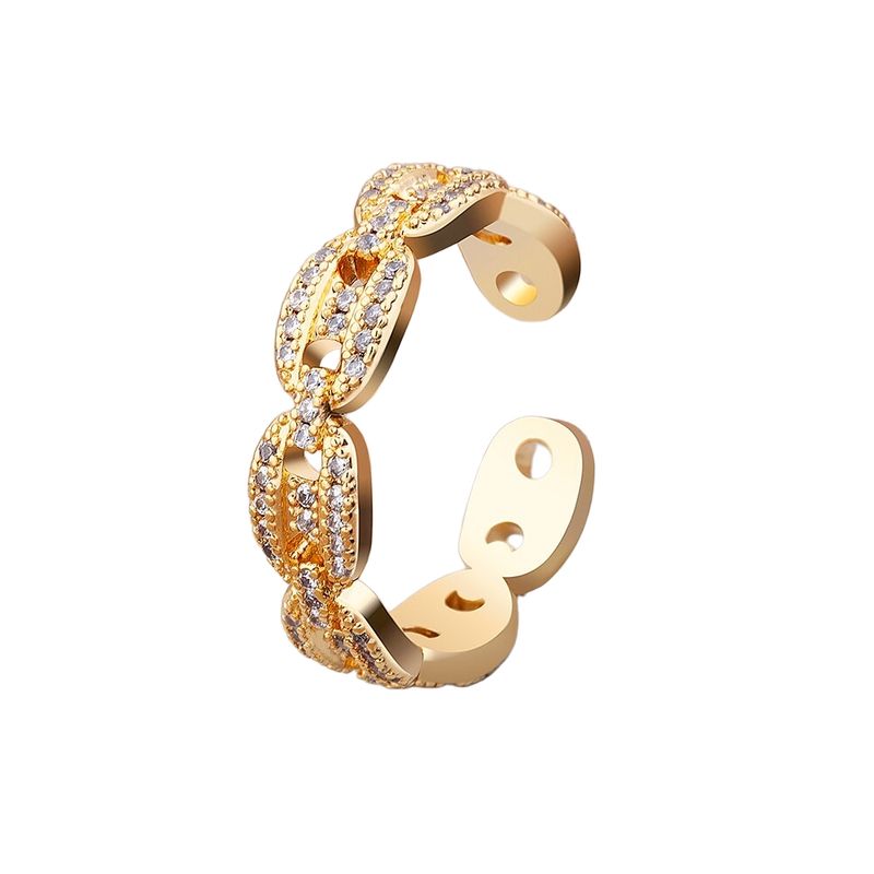 GENERICO - Anillo CHAIN BRILLANTE Baño de Oro 18K