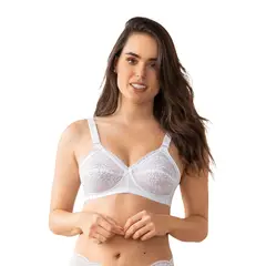 LEONISA - Sostén clásico sin arco con copas en encaje 01176 Blanco