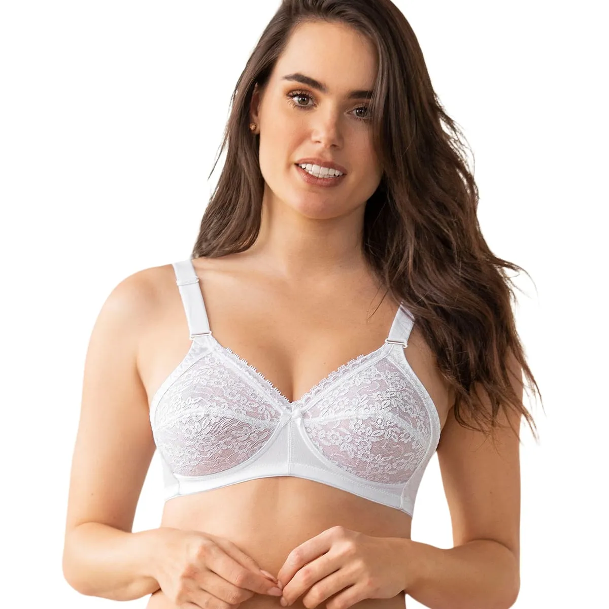 LEONISA - Sostén clásico sin arco con copas en encaje 01176 Blanco