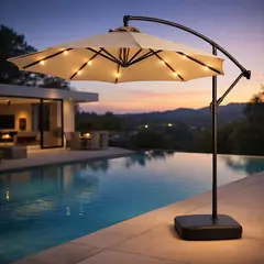 GENERICO - Quitasol con base beige con luz led al interior