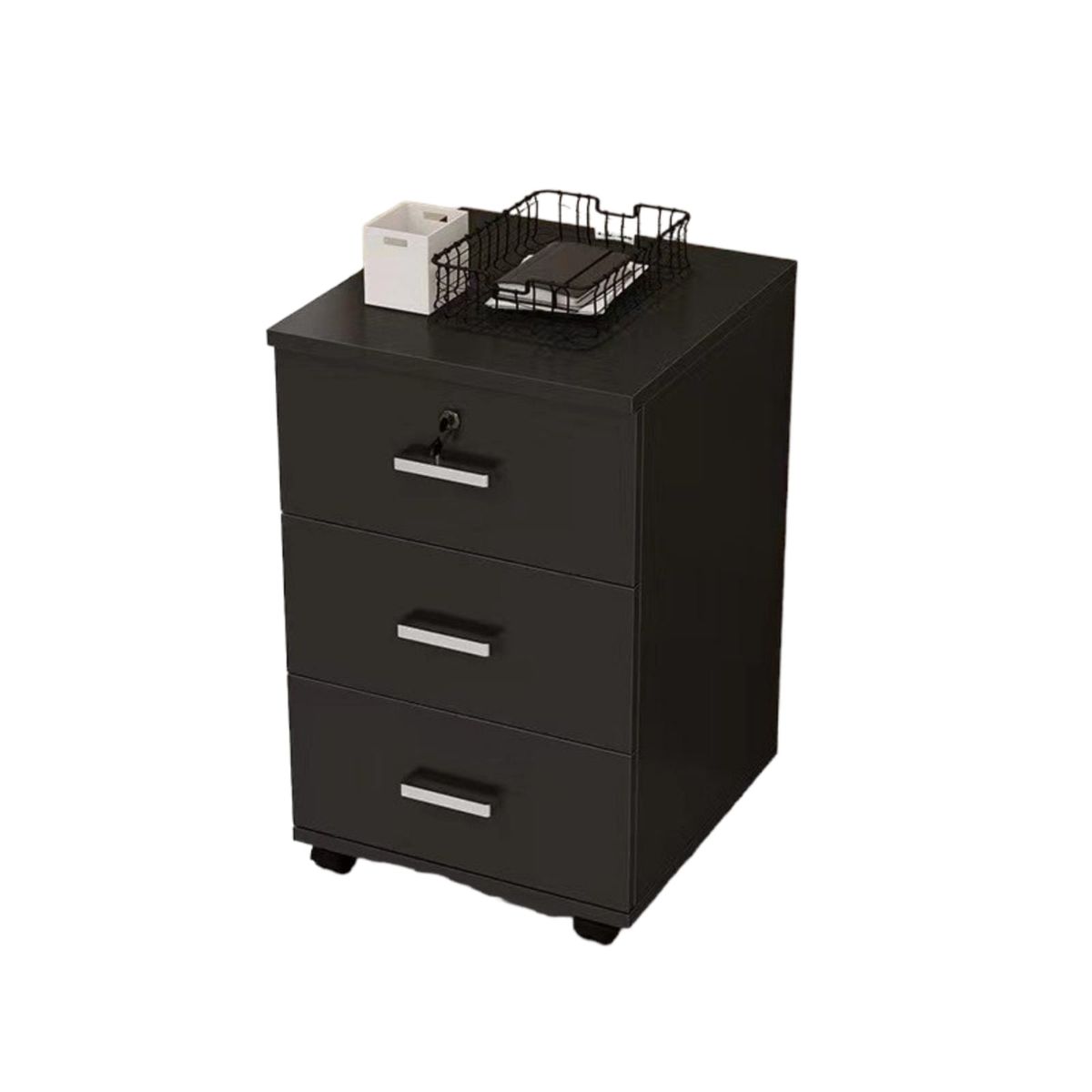 GENERICO - Gabinete archivero 3 cajones negro con llave