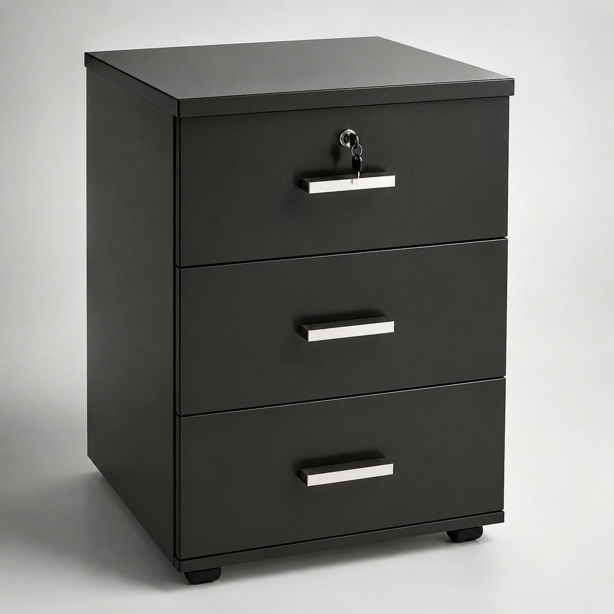 GENERICO - Gabinete archivero 3 cajones negro con llave
