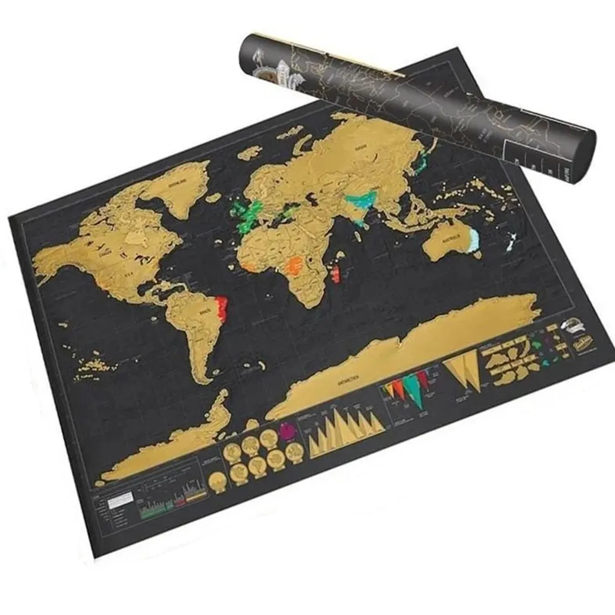 KUANGYE - Mapa Mundi Raspable Mapa Del Mundo Para Raspar Viajeros