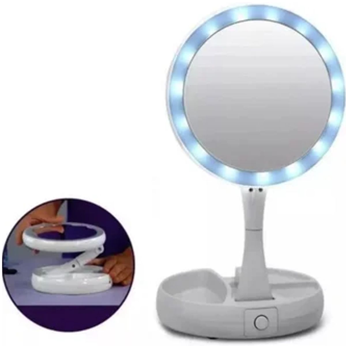 GENERICO - Espejo Con Luz Led Para Maquillaje Plegable