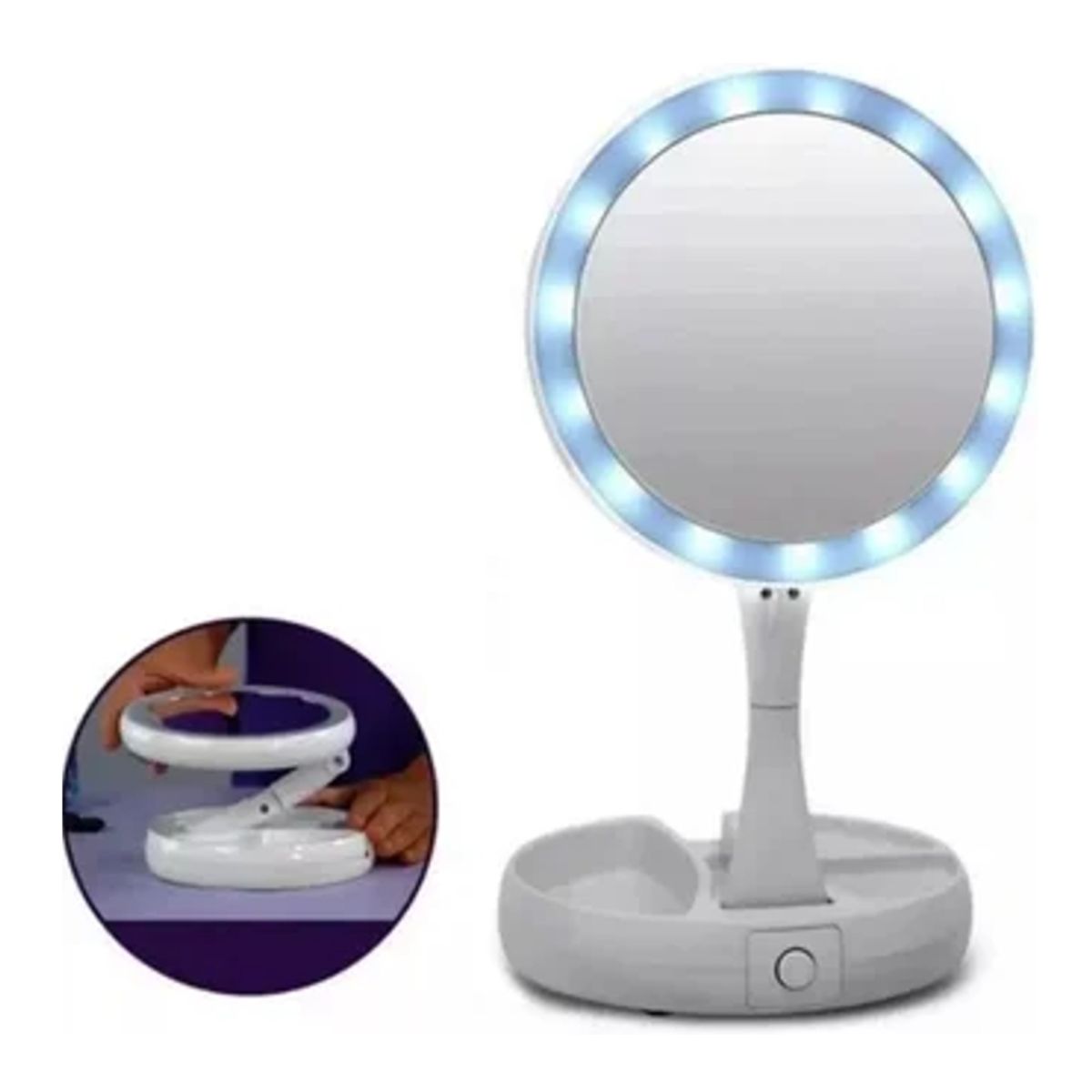 GENERICO - Espejo Con Luz Led Para Maquillaje Plegable