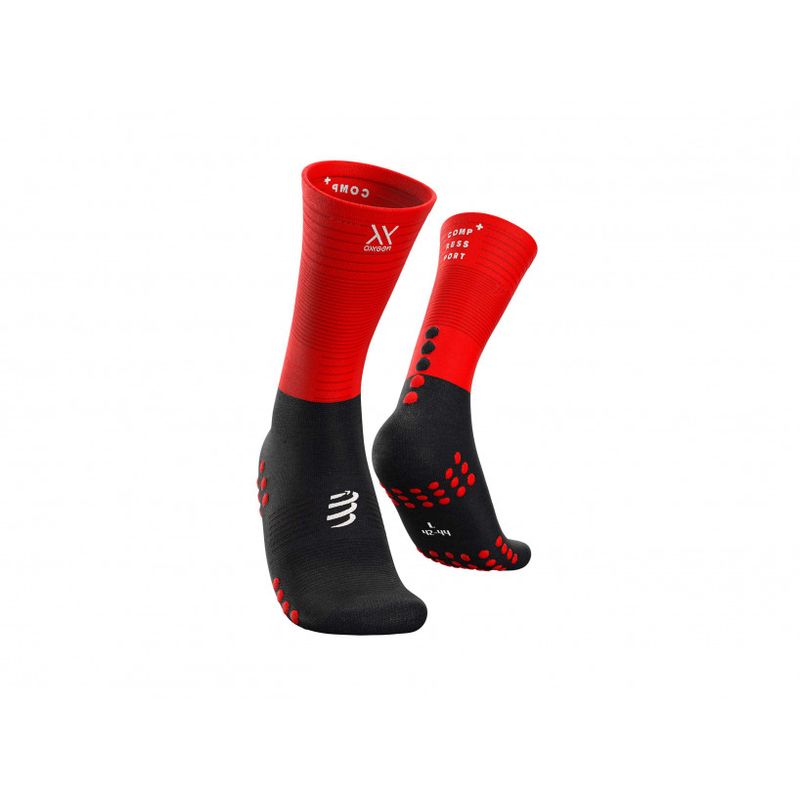 COMPRESSPORT - Calcetín Mid Compression red/black Compressport
