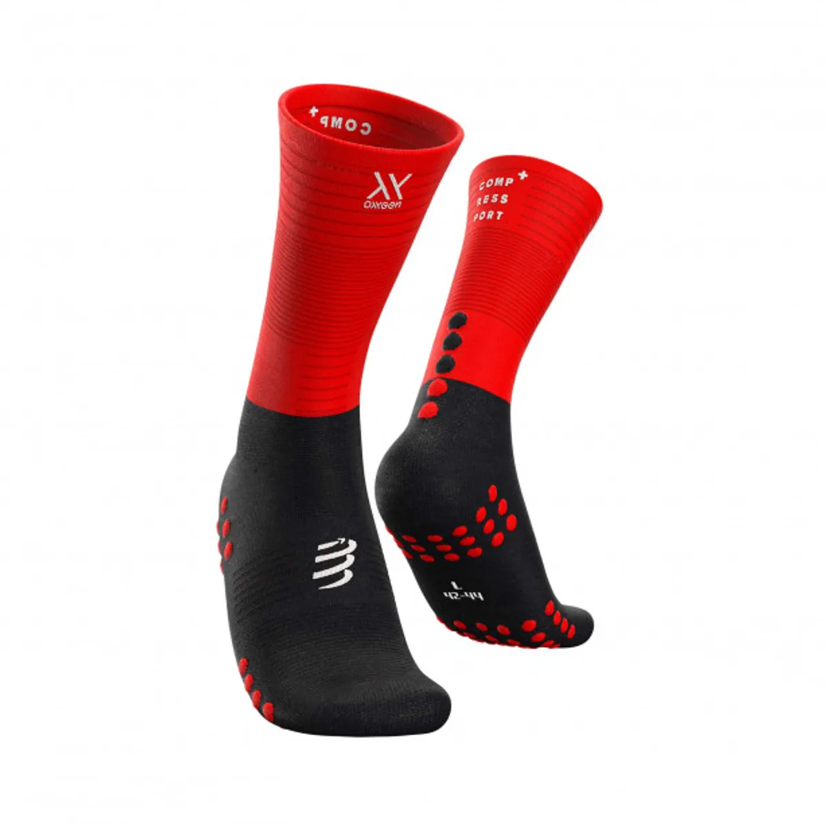 COMPRESSPORT - Calcetín Mid Compression red/black Compressport