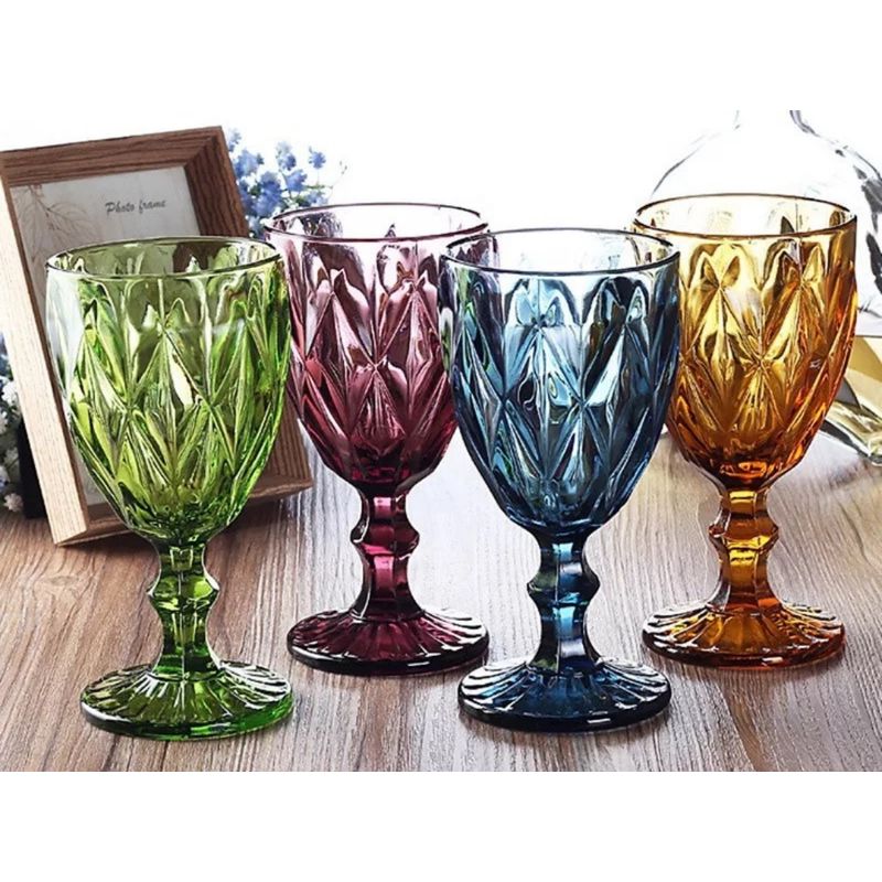 GENERICO - Set Rombo de 4 copas vino colores