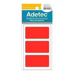 ADETEC - 30 Etiquetas Manual Rectangular Mix Fluor 35x70 mm