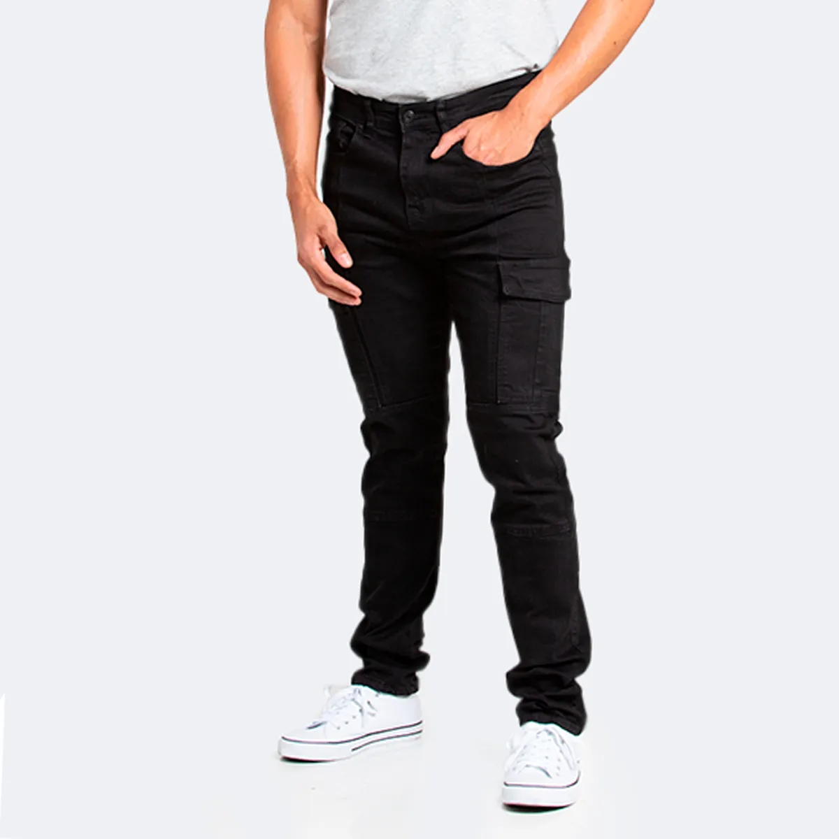 IDEM - Jeans Hombre Cargo Negro Oscuro