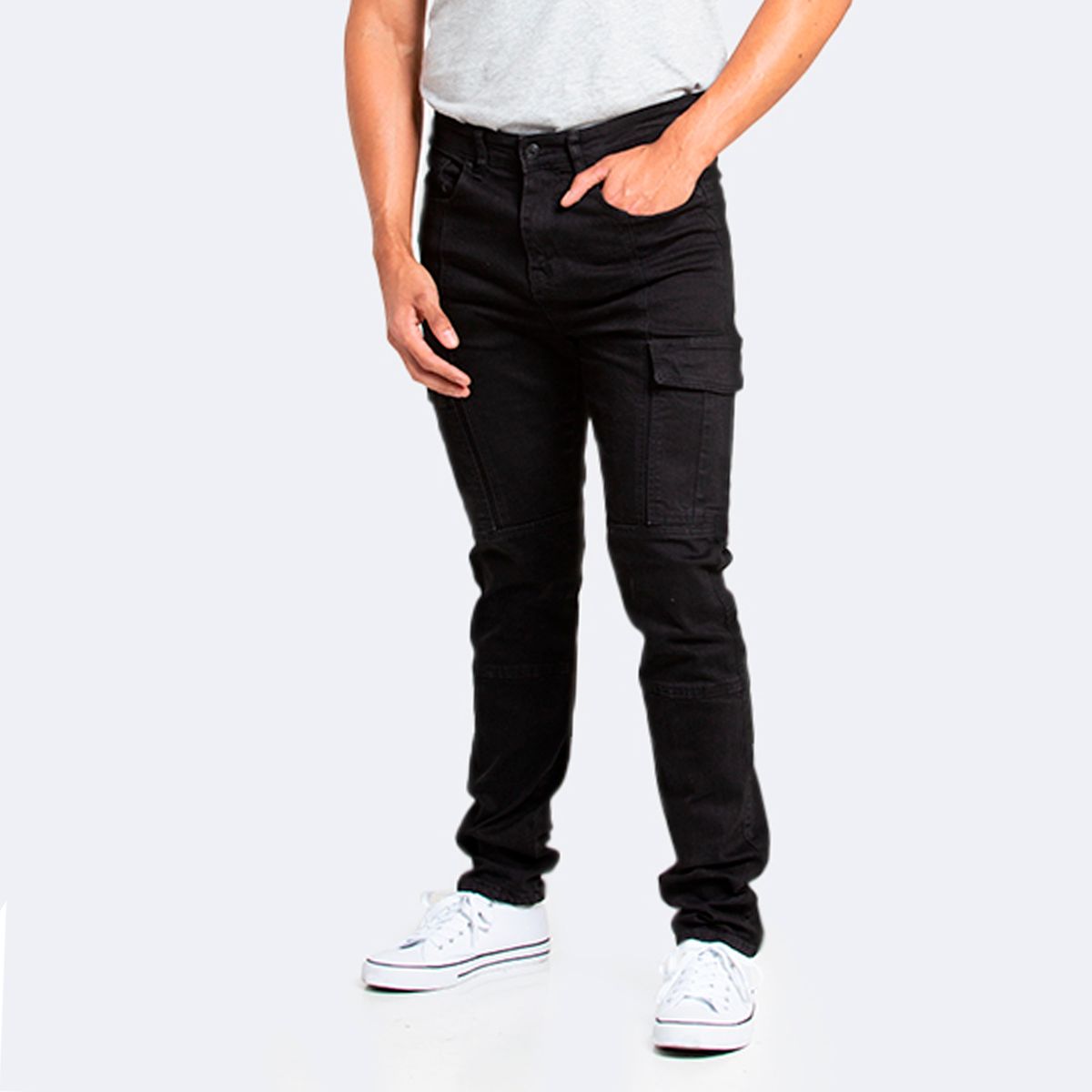 IDEM - Jeans Hombre Cargo Negro Oscuro