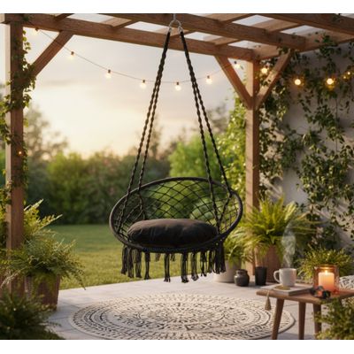 Imagen 2 del producto Silla Hamaca Colgante Columpio Terraza Negro
