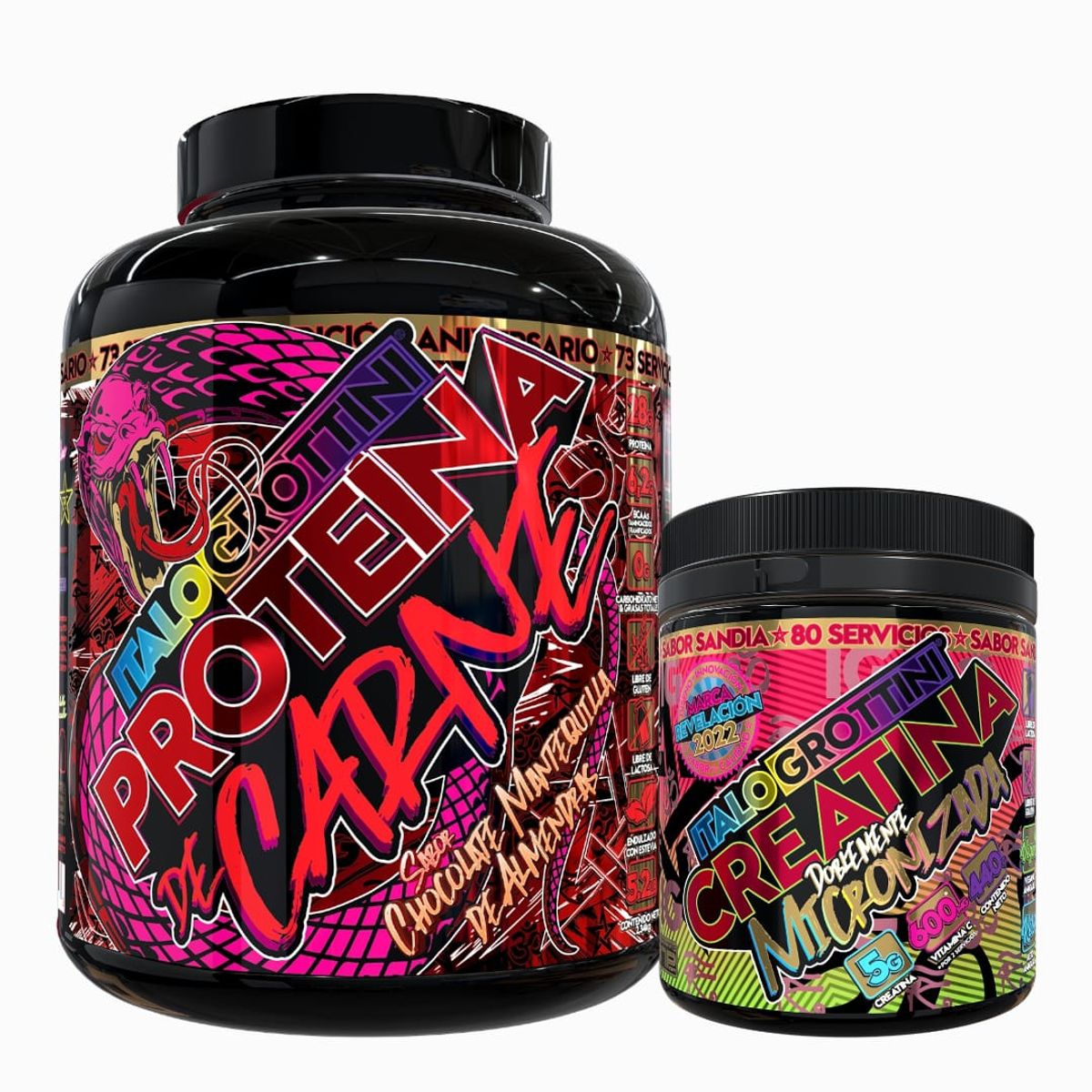 ITALO GROTTINI - PROTEINA DE CARNE + CREATINA  SABOR SANDÍA  440 GR