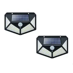 GENERICO - Pack 2 Foco Solar 100 Led Sensor Movimiento De Exterior Pared