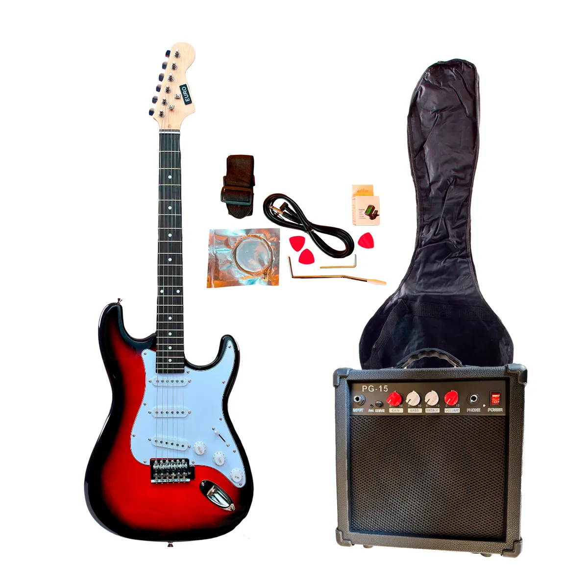 EURO - Pack guitarra electrica Euro con amplificador 15 Watts