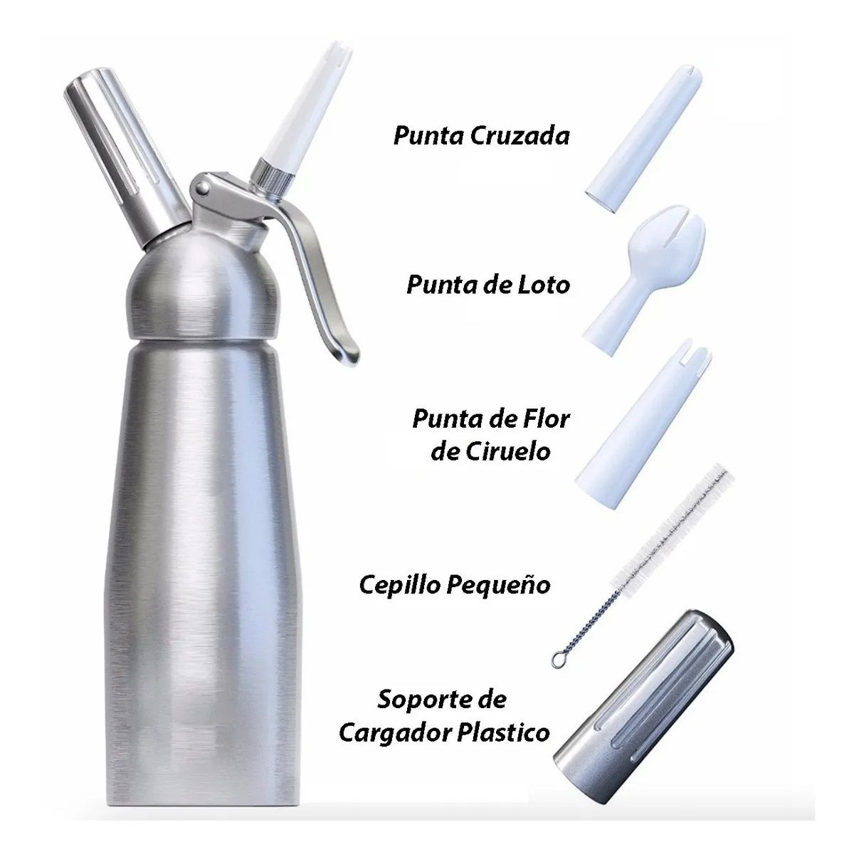 GENERICO - Sifon Crema Batida Dispensador Chantilly De Acero Inoxidable 500ml