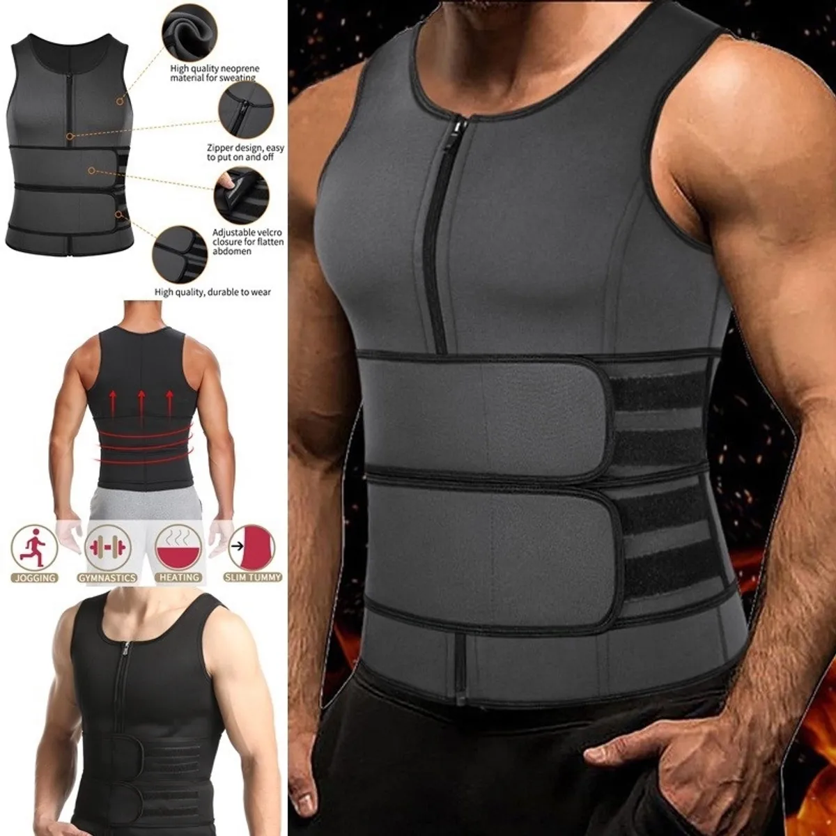 GENERICO - Chaleco Reductor Adelgazante De Neopreno Y Doble Apriete M