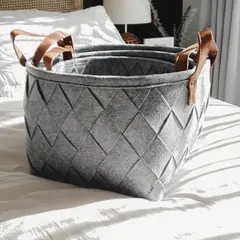 GENERICO - Canasto Felpa - Gris Melange S 31x20cm